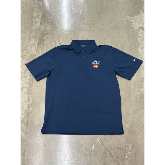 Nike Golf Dri-Fit Mens M Navy Polo Arnold Palmer Invitational MasterCard 0106